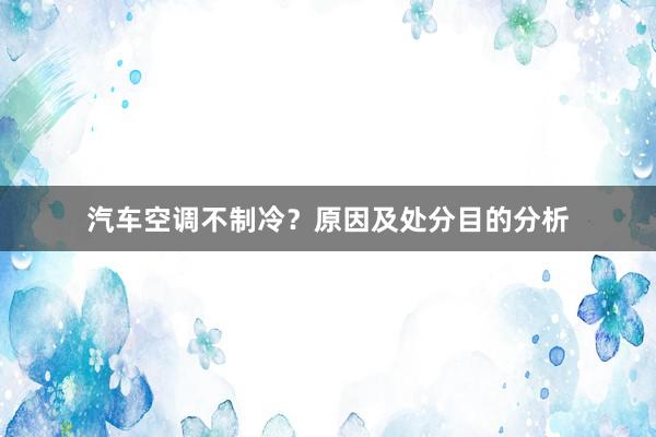 汽车空调不制冷？原因及处分目的分析