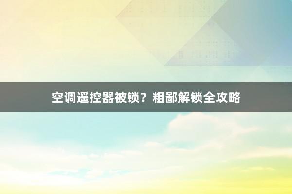 空调遥控器被锁？粗鄙解锁全攻略